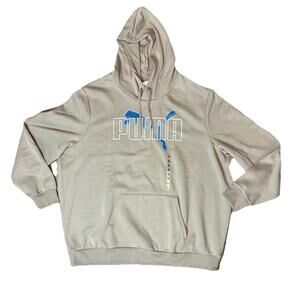 PUMA Mens Hoodie Sweatshirt Size 4XL Long Sleeve Beige Blue Loungewear Comfort